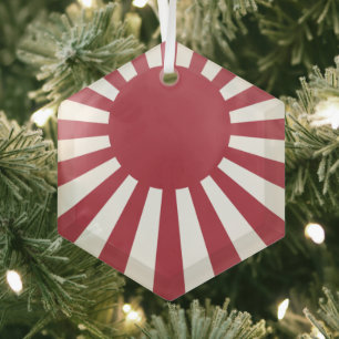 Japanische Reichsflagge der aufgehenden Sonne, Edo Ornament Aus Glas