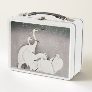 Japanische Reiher Koson Kraniche Winter Schnee Metall Brotdose