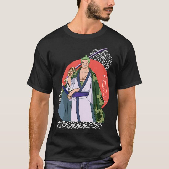 Japanische Retro Art Zoro Anime Grafik T-Shirt (Vorderseite)