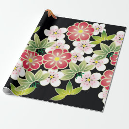 Japanische Rosa und Gelbe Kimono-Muster Geschenkpapier