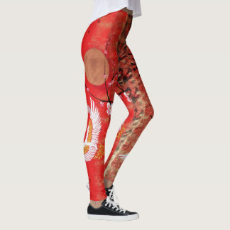 Japanische rote Malerei Kransonne Japans Leggings