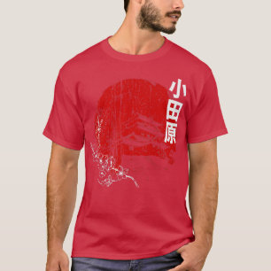 Japanische Rote Sonne Odawara Castle & Sakura Cher T-Shirt