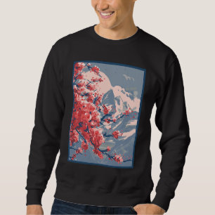 Japanische Sakura-Blumen-Berge Natur Sweatshirt