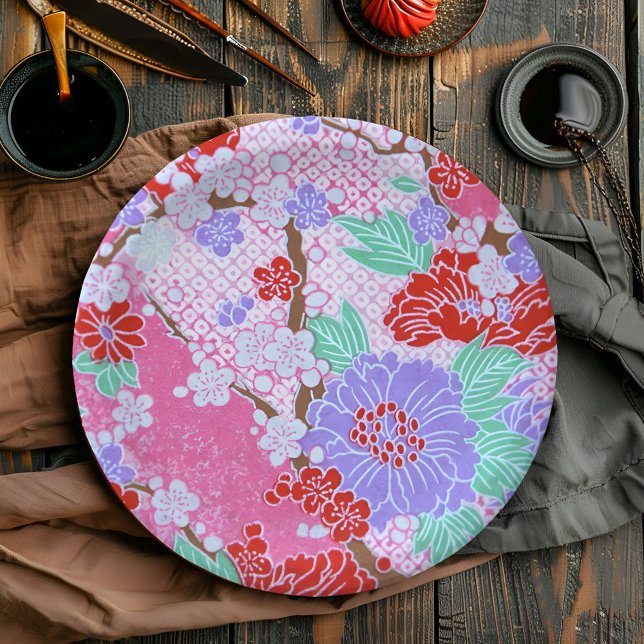 japanische Sakura Musterpapiere Teller (Elegant simplicity: Japanese paper plate adds charm to any table.)