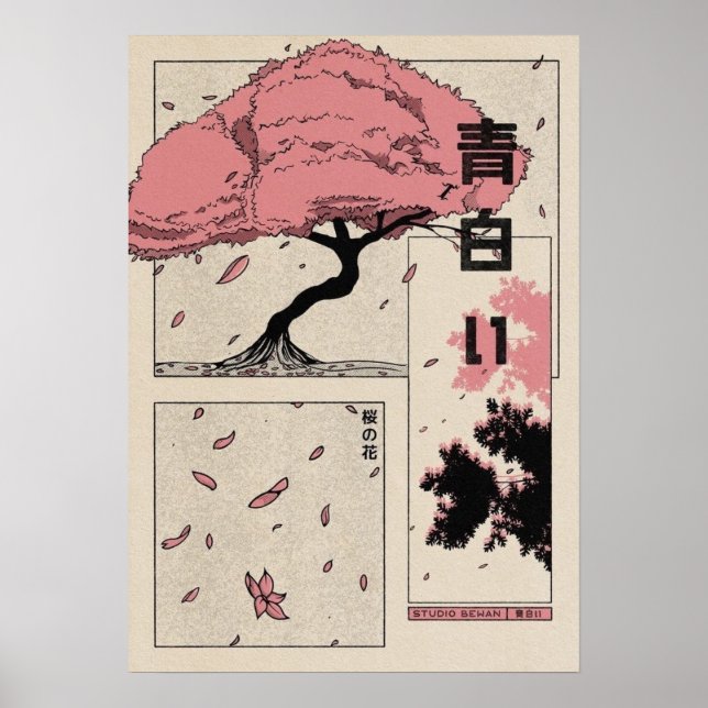 Japanische Sakura Poster (Vorne)
