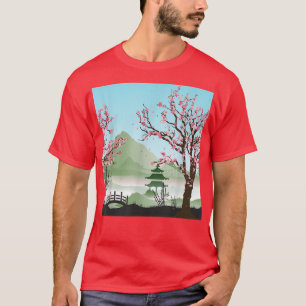 Japanische Sakura Rosa Blume Japan Baum Kirschblüt T-Shirt