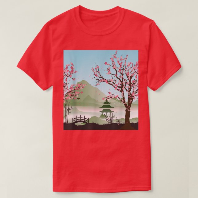 Japanische Sakura Rosa Blume Japan Tree Cherry Blo T-Shirt (Design vorne)