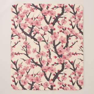 Japanische Sakura Rosa Blüte Dunkler Zweig Creme Sherpadecke
