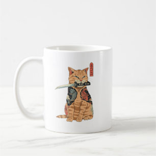 Japanische Samurai Cat-Tasse Kaffeetasse