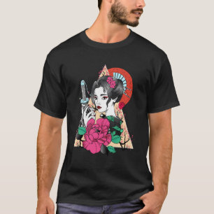 Japanische Samurai Girl Hannya Cherry Blossom Blum T-Shirt