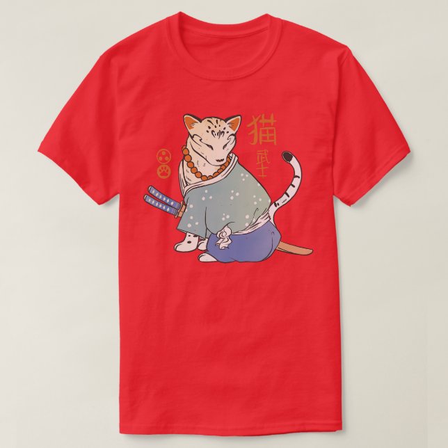Japanische Samurai-Katze (2) T-Shirt (Design vorne)