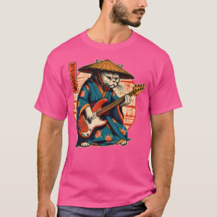 Japanische Samurai-Katze, die Bass spielt T-Shirt