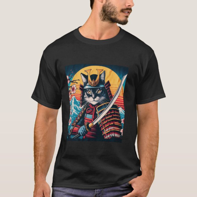 Japanische Samurai-Katze Ninja-Katze  1 T-Shirt (Vorderseite)