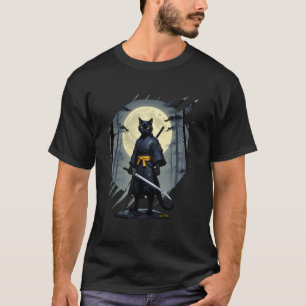 Japanische Samurai-Katze Ninja-Katze hält ein Schw T-Shirt