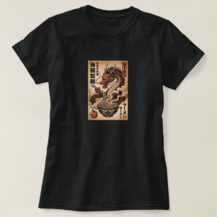 Japanische Samurai-Katze Ramen-Nudel Ukiyo-e-Kunst T-Shirt