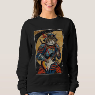 Japanische Samurai-Katze spielt elektrische Gitarr Sweatshirt