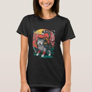 Japanische Samurai-Katzen-Ninja-Katze T-Shirt