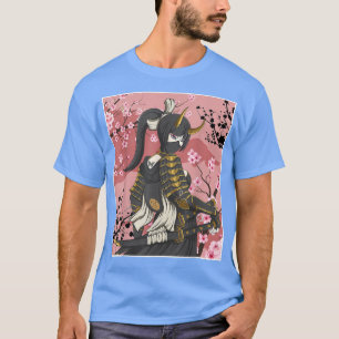 Japanische Samurai-Krieger mit Sakura-Blume T-Shirt