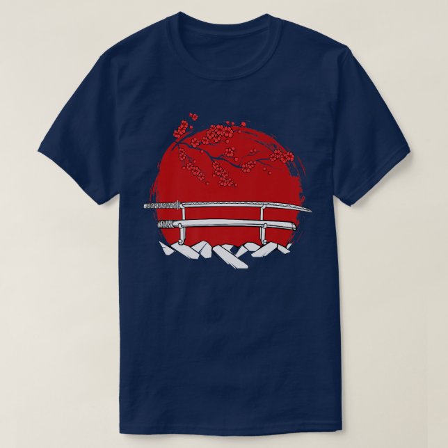 Japanische Samurai Kulturlandschaft Vintag Sakura  T-Shirt (Design vorne)
