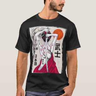 Japanische Samurai Kulturlandschaft Vintag Sakura  T-Shirt