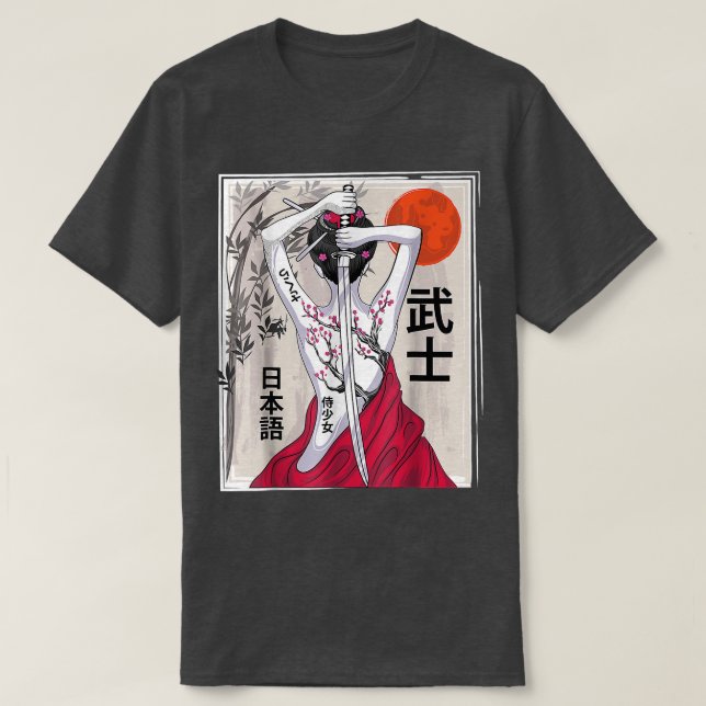 Japanische Samurai Kulturlandschaft Vintag Sakura  T-Shirt (Design vorne)