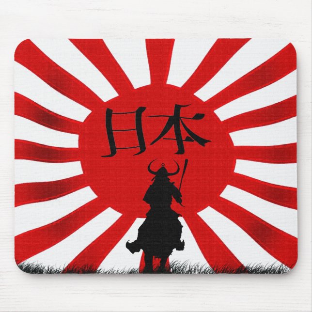 Japanische Samurai Warrior Flag Art Mousepad (Vorne)
