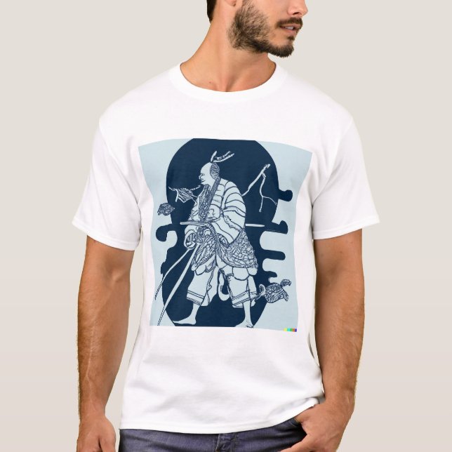 Japanische Samurai Warrior Original Artwork T-Shirt (Vorderseite)