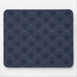 Japanische sashiko Ozeanwellen Mousepad