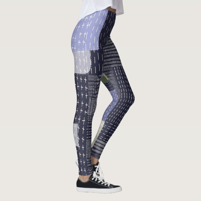 Japanische Sashiko-Stiche ähneln dem Muster Leggings (Rechts)