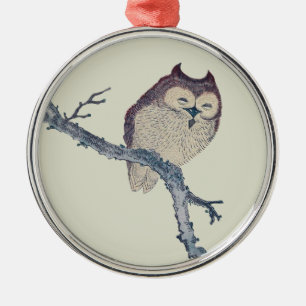 Japanische schlafende Eule Nacht Kunstwerk Ornament Aus Metall