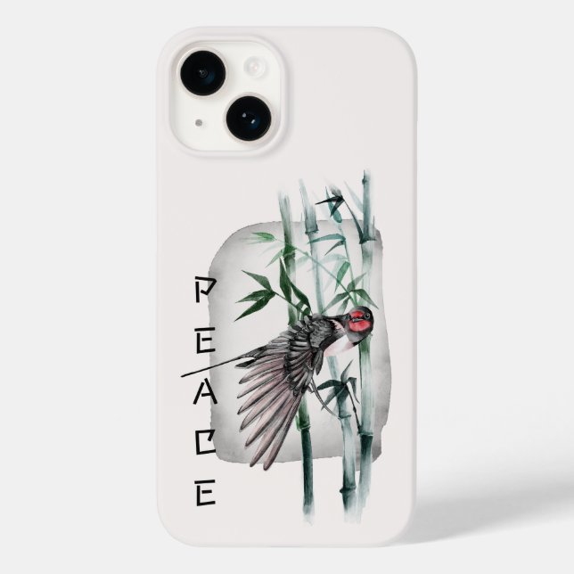 Japanische Schlucht Bird und Bambus Baum Kunst Case-Mate iPhone Hülle (Rückseite)