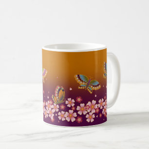 Japanische Schmetterlinge aus der Mitte der Sakura Kaffeetasse