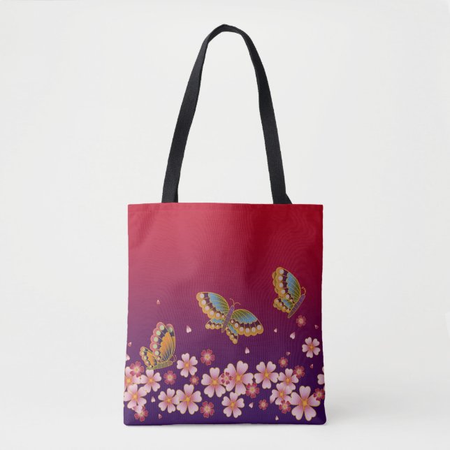 Japanische Schmetterlinge Mitte Sakura blühen rot (Vorderseite)