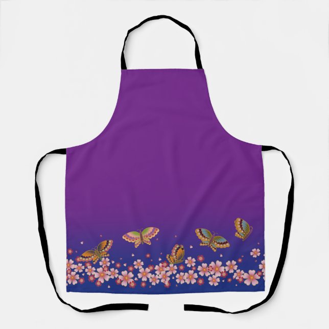 Japanische Schmetterlinge mitten in Sakura blühen  Schürze (Vorderseite)