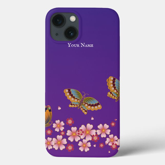 Japanische Schmetterlinge Sakura Blüten Personalis Case-Mate iPhone Hülle (Rückseite)