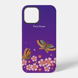 Japanische Schmetterlinge Sakura Blüten Personalis iPhone 12 Hülle
