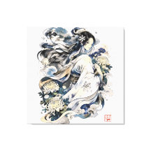 Japanische Schneefrau Kunst | Winter Yokai im Kimo