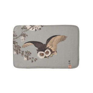 Japanische Schneemondwoodcut Flying Night Badematte