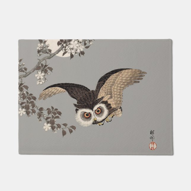 Japanische Schneemondwoodcut Flying Night Fußmatte (Vorderseite)