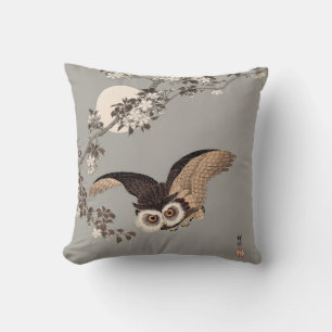 Japanische Schneemondwoodcut Flying Night Kissen