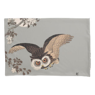 Japanische Schneemondwoodcut Flying Night Kissenbezug