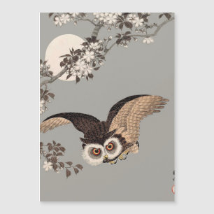 Japanische Schneemondwoodcut Flying Night Magnetkarte