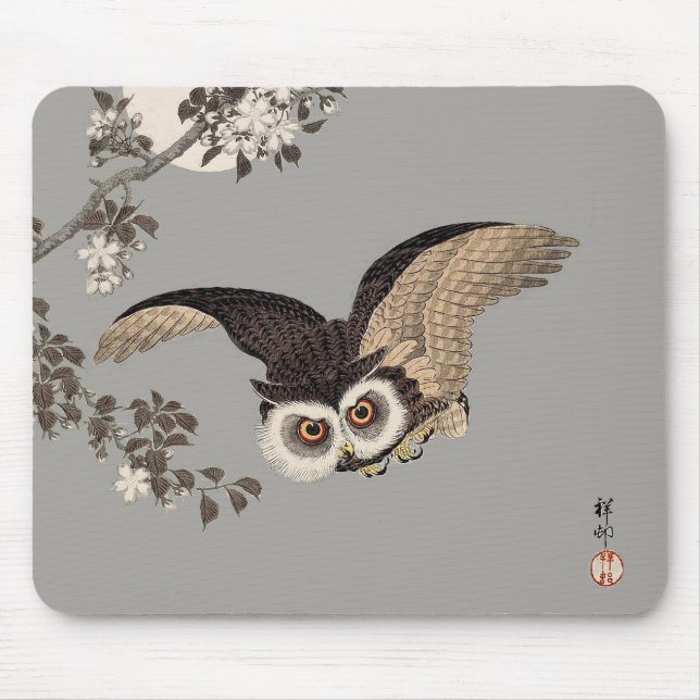 Japanische Schneemondwoodcut Flying Night Mousepad (Vorne)