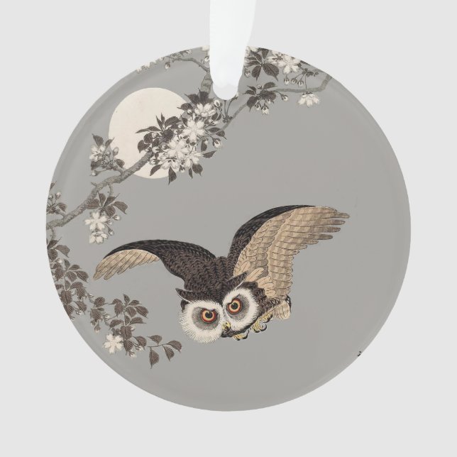 Japanische Schneemondwoodcut Flying Night Ornament (Vorderseite)