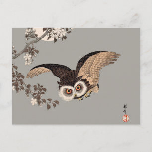 Japanische Schneemondwoodcut Flying Night Postkarte