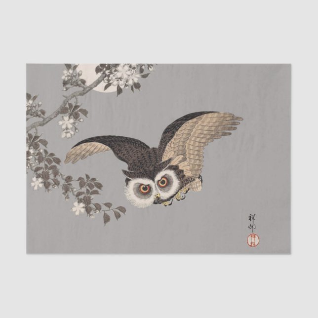 Japanische Schneemondwoodcut Flying Night Seidenpapier (Vorderseite)