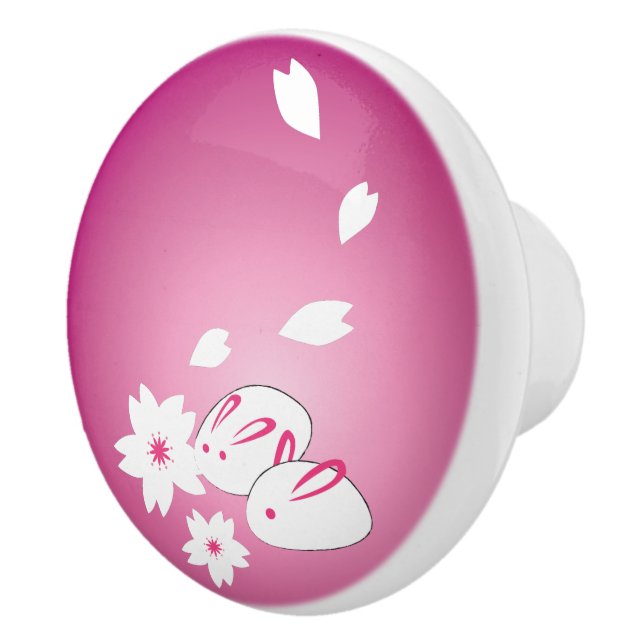 Japanische Schneeräberchen und Sakura-Keramik Keramikknauf (Rechts)