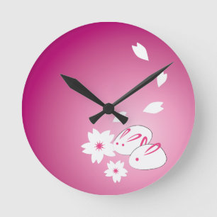 Japanische Schneeräume und Sakura Runde Wanduhr