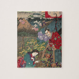Japanische schöne Geisha-Samurai-Kunst Puzzle