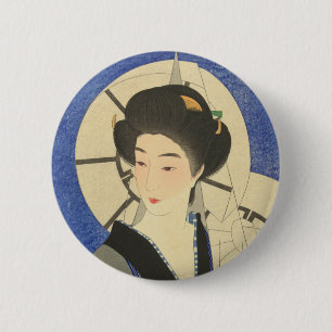 Japanische Schönheit beim Bathouse Button